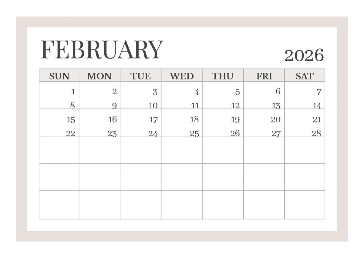 Free Simple Printable Calendar Template to Edit Online
