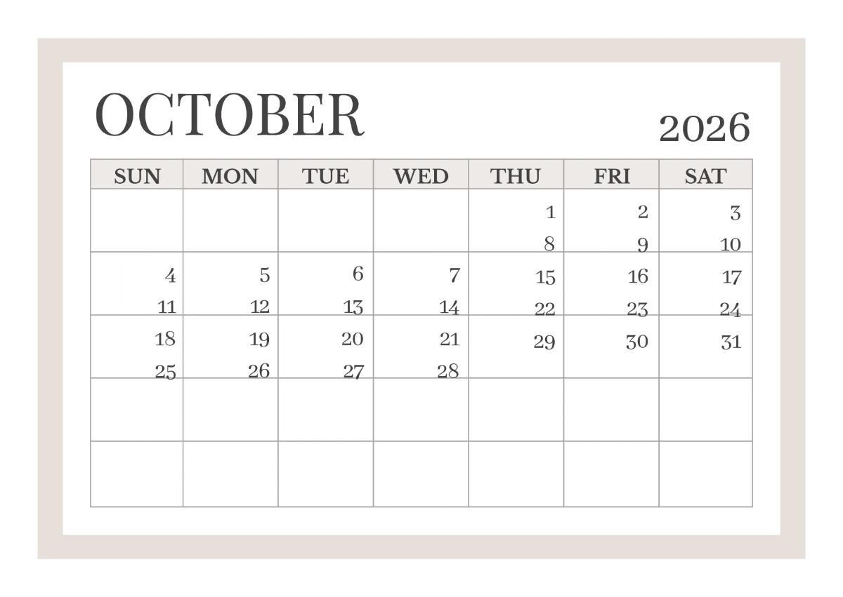 Free Simple Printable Calendar Template to Edit Online