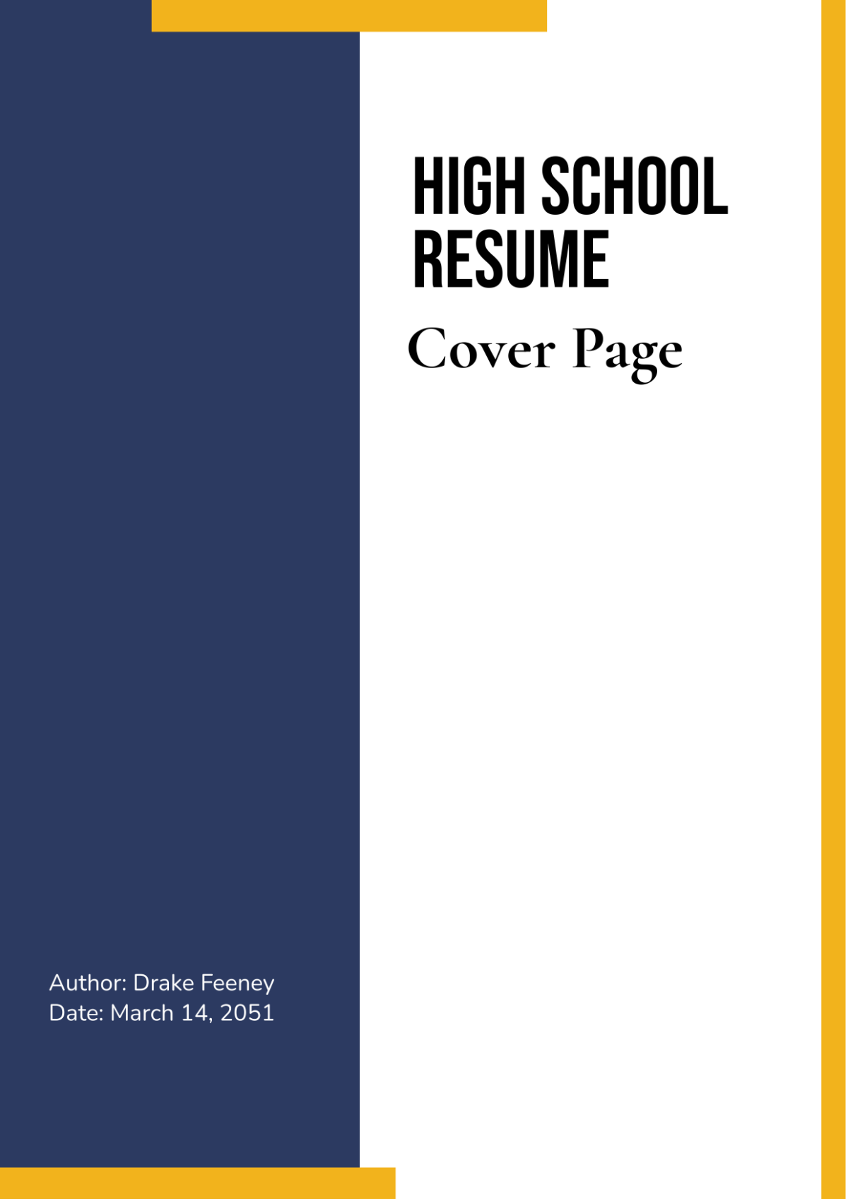 FREE Resume Cover Page Templates - High School Resume Cover Page Template Edit Online