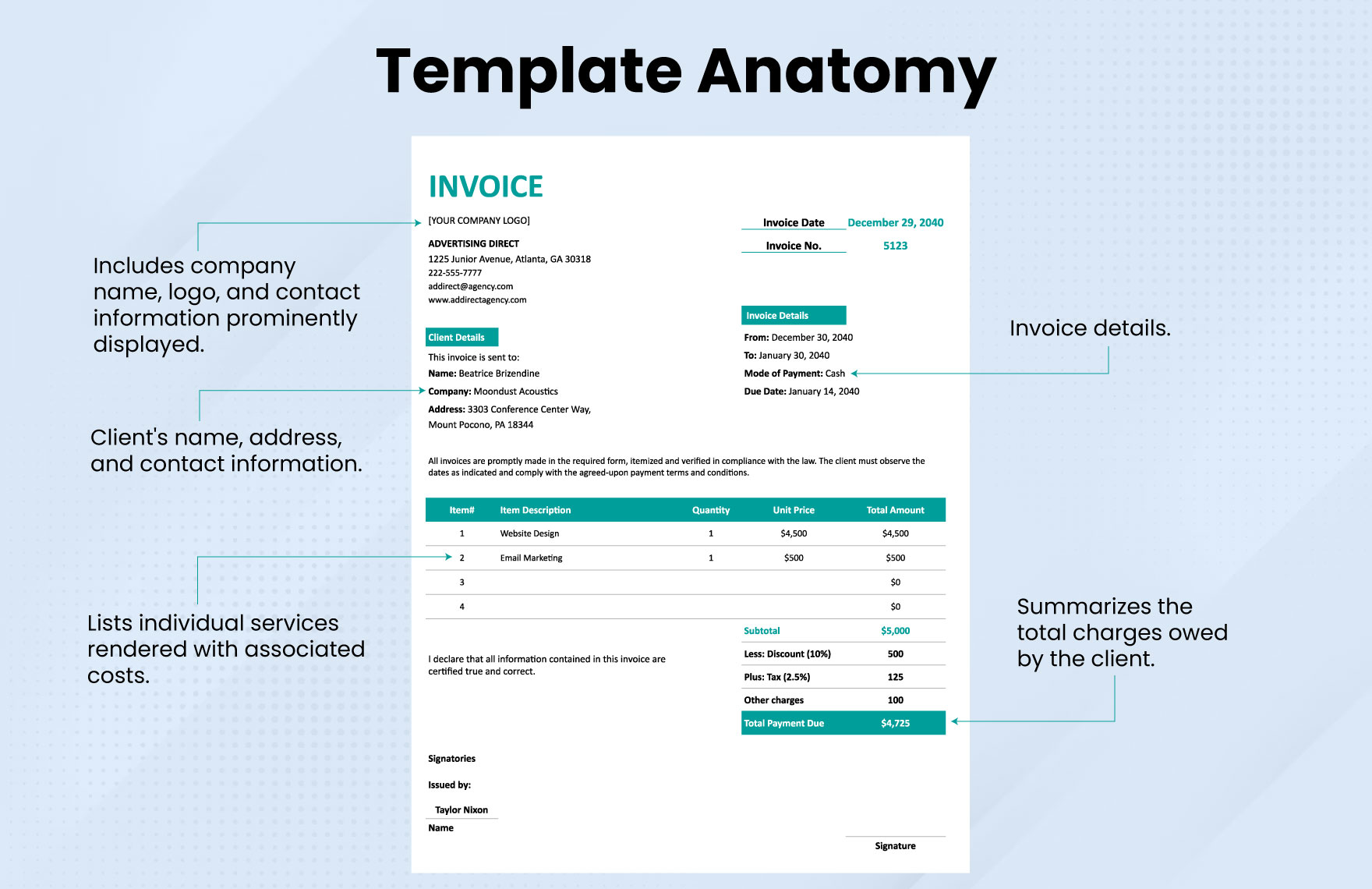 Professional Agency Invoice Template