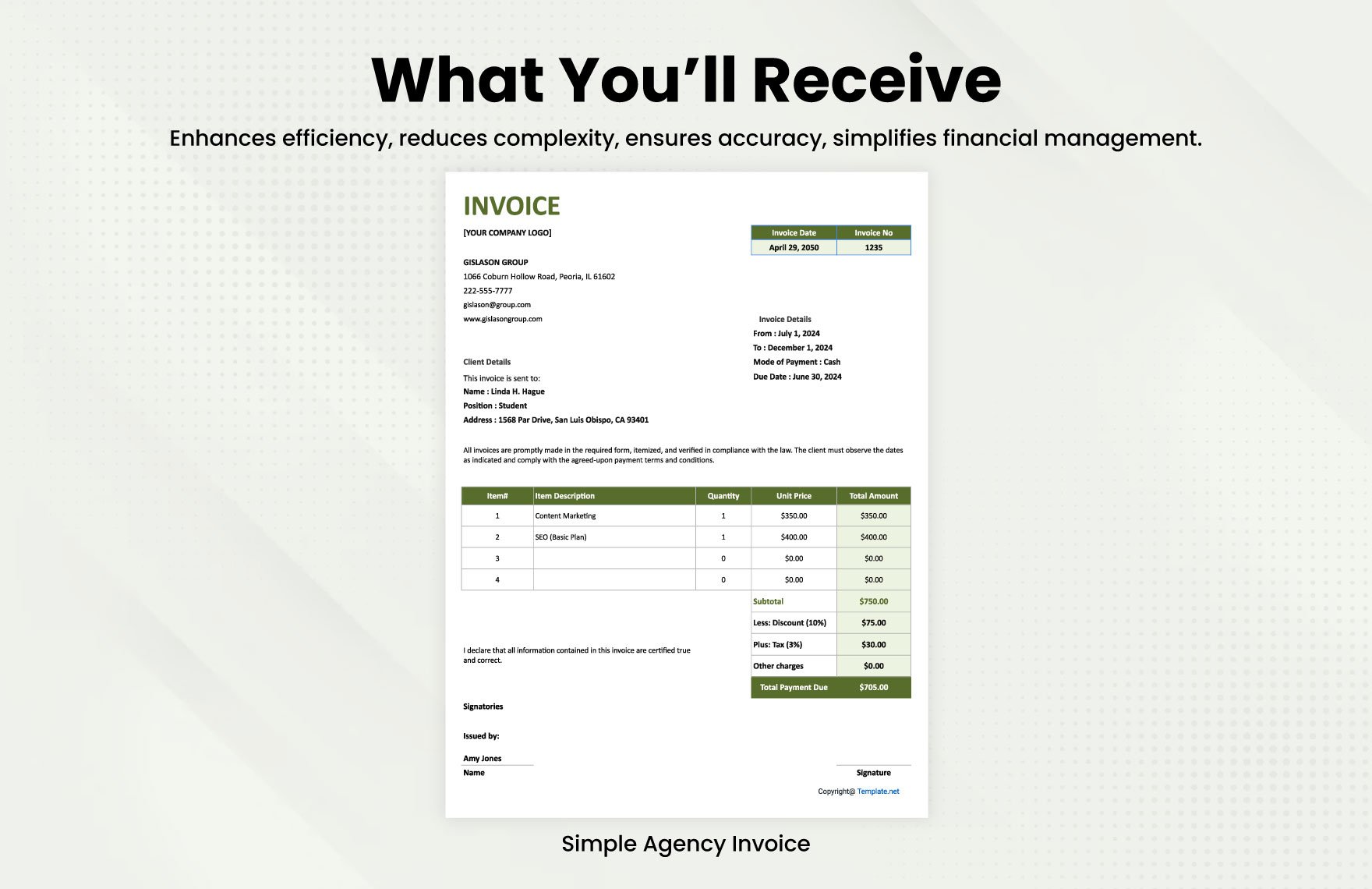 Simple Agency Invoice Template
