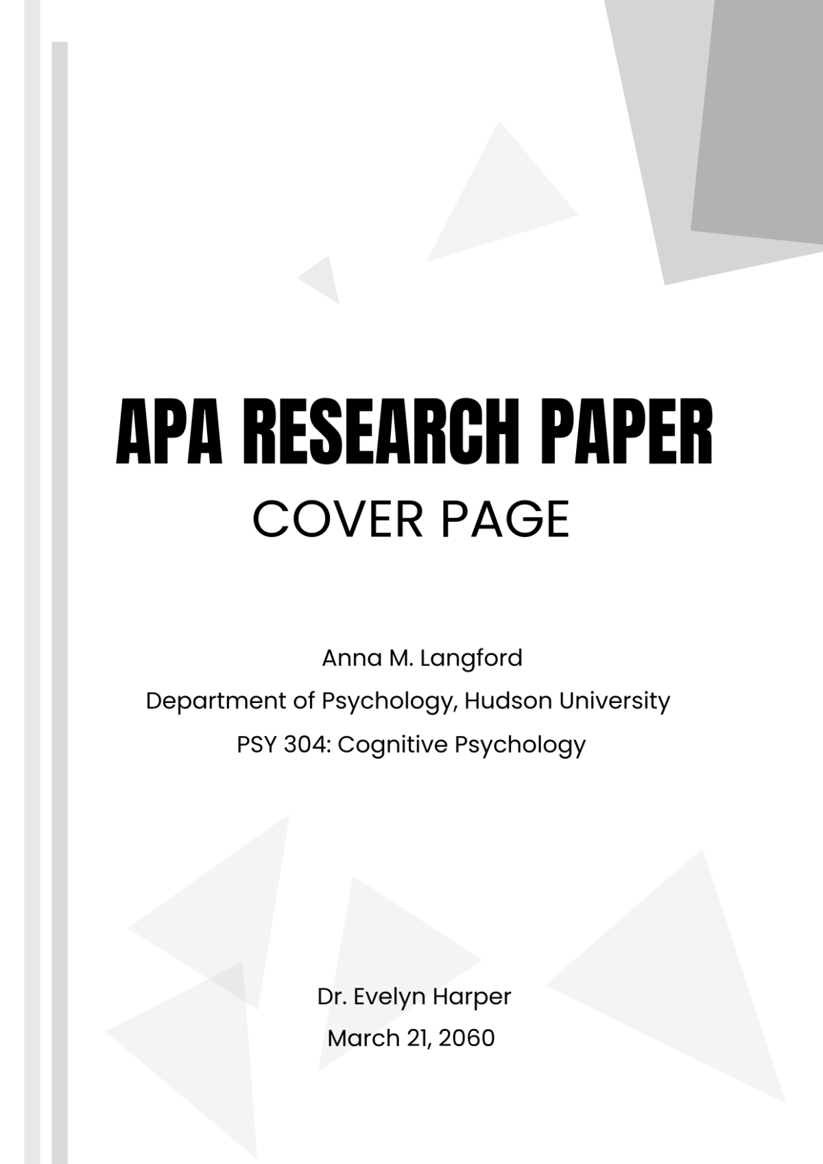Free APA Research Paper Cover Page Template