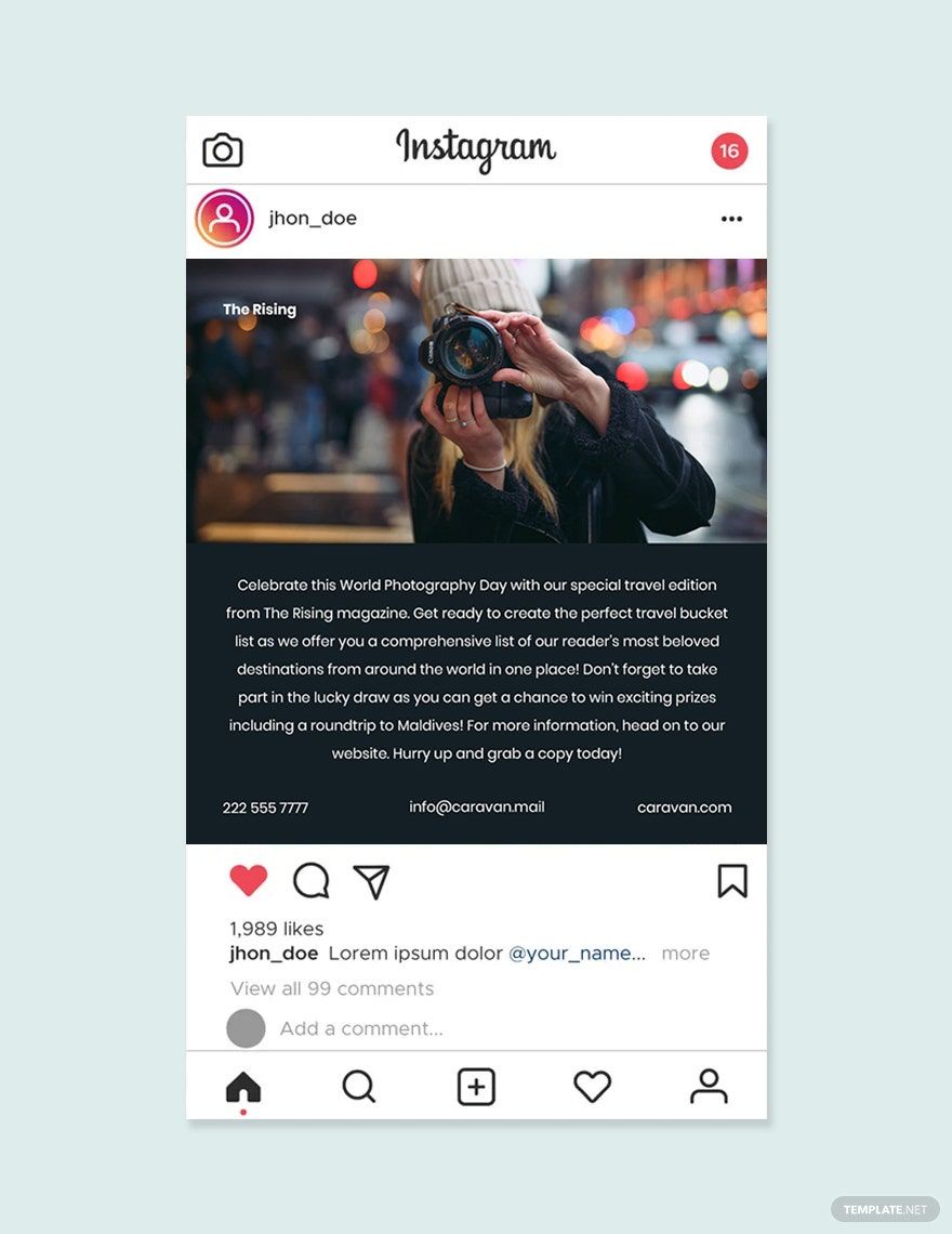 Free World Photography Day Instagram Post Template in PSD