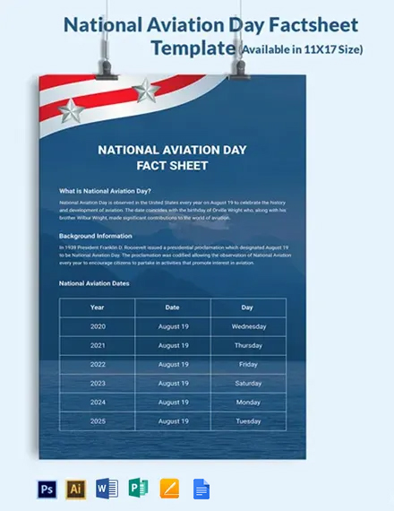 Free National Aviation Day Factsheet Template
