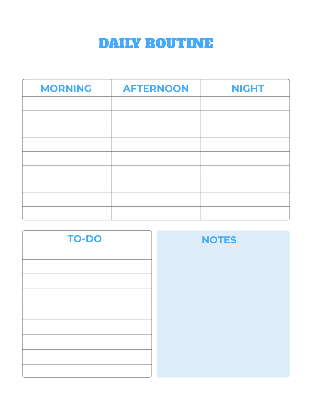 Free Printable Daily Routines Template to Edit Online