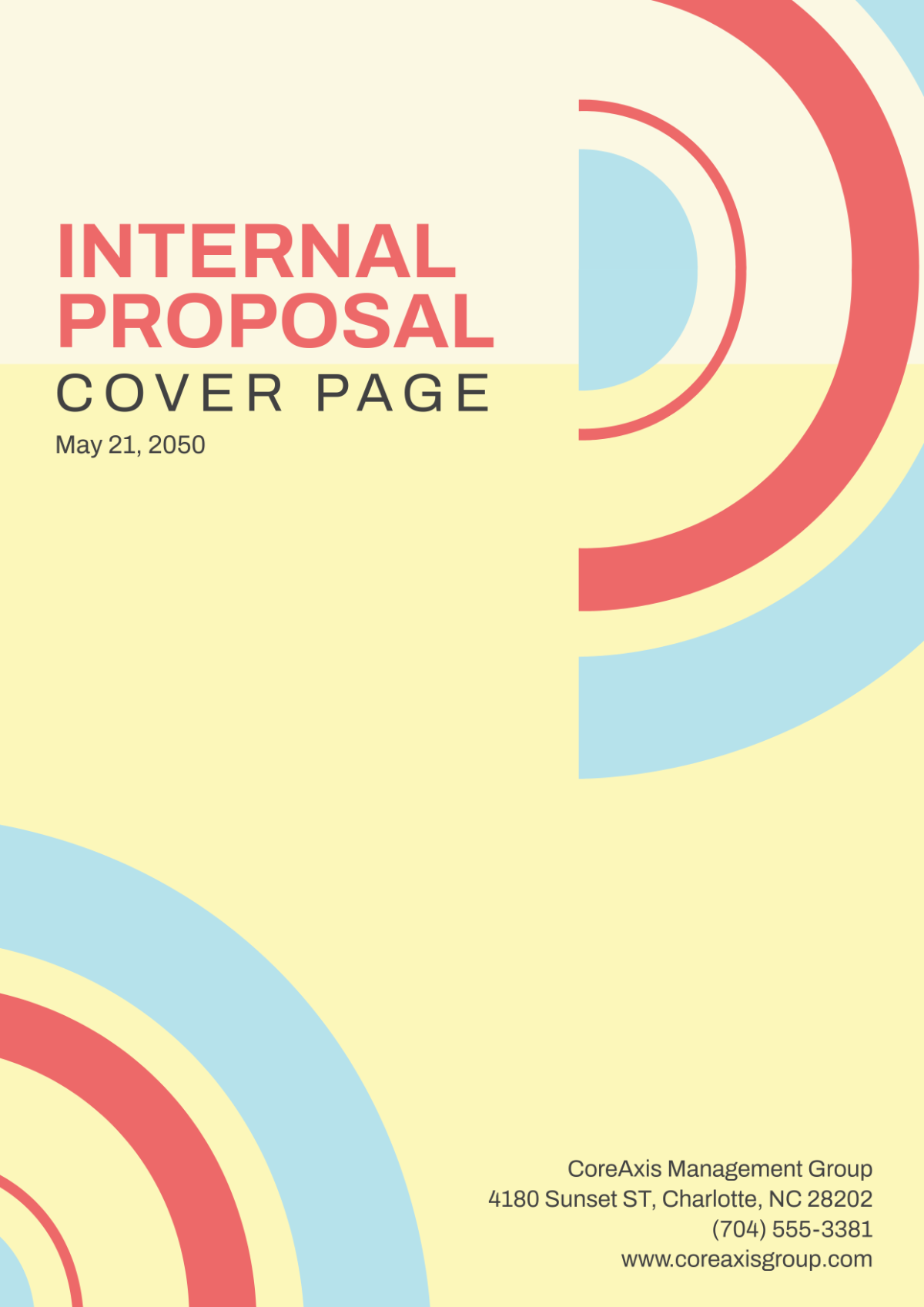 Free Aesthetic Internal Proposal Cover Page Template to Edit Online