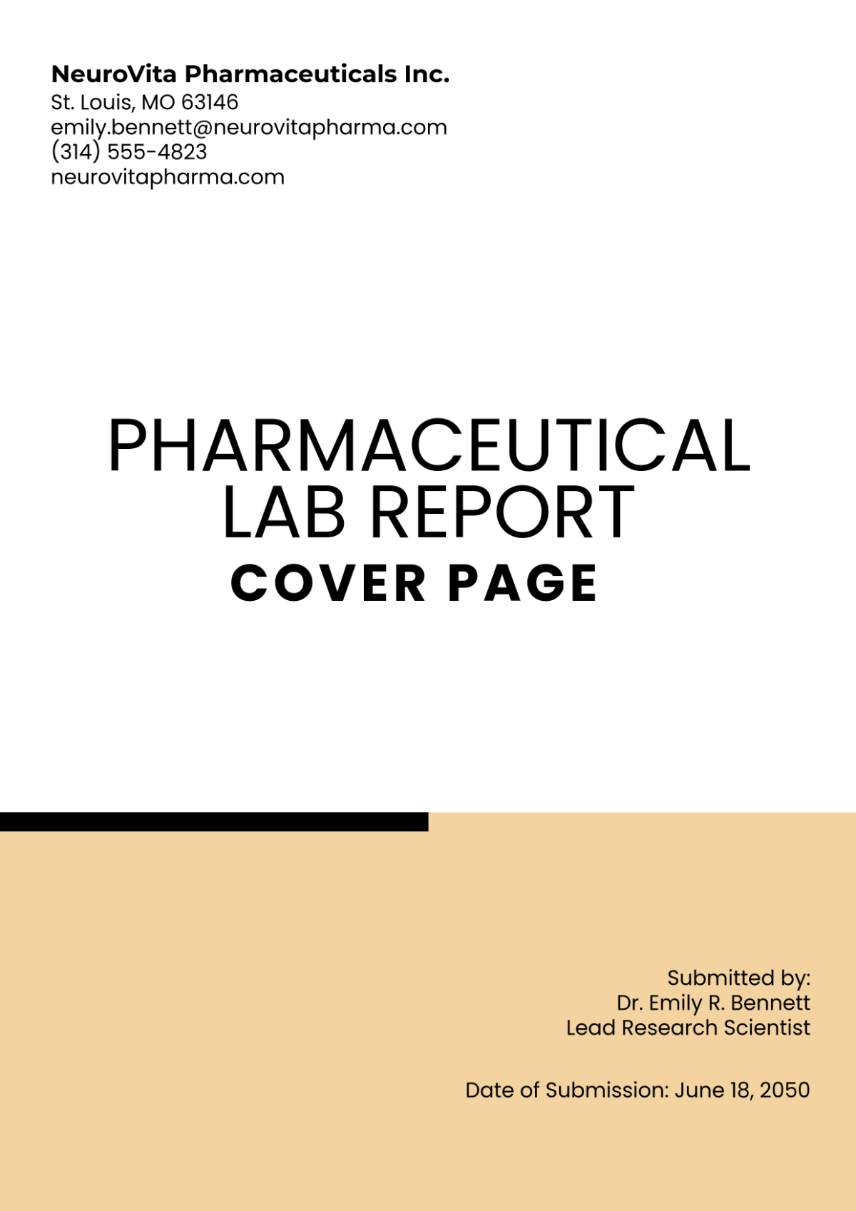 Free Pharmaceutical Lab Report Cover Page Template to Edit Online