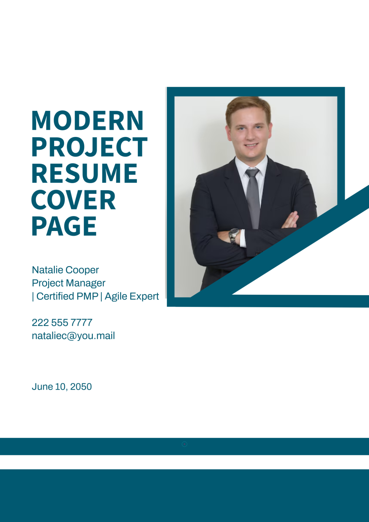 Free Modern Project Resume Cover Page Template