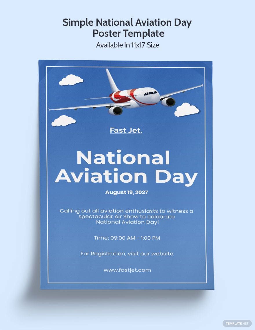 Free Simple National Aviation Day Poster Template