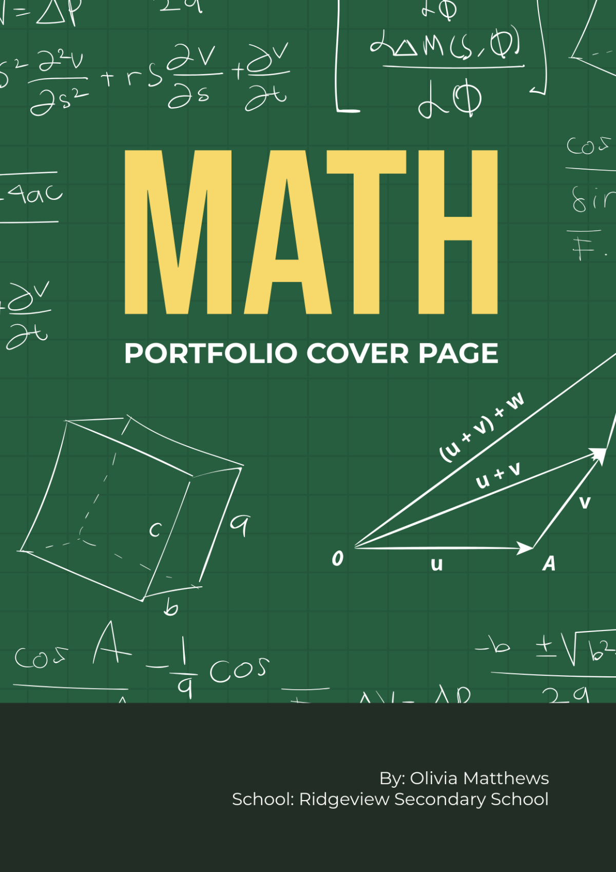 Free Math Portfolio Cover Page Template