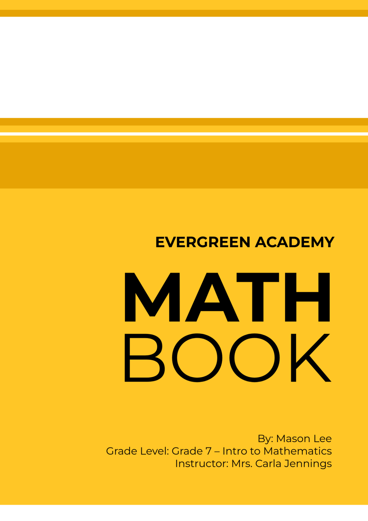 Free Yellow Math Book Cover Page Template