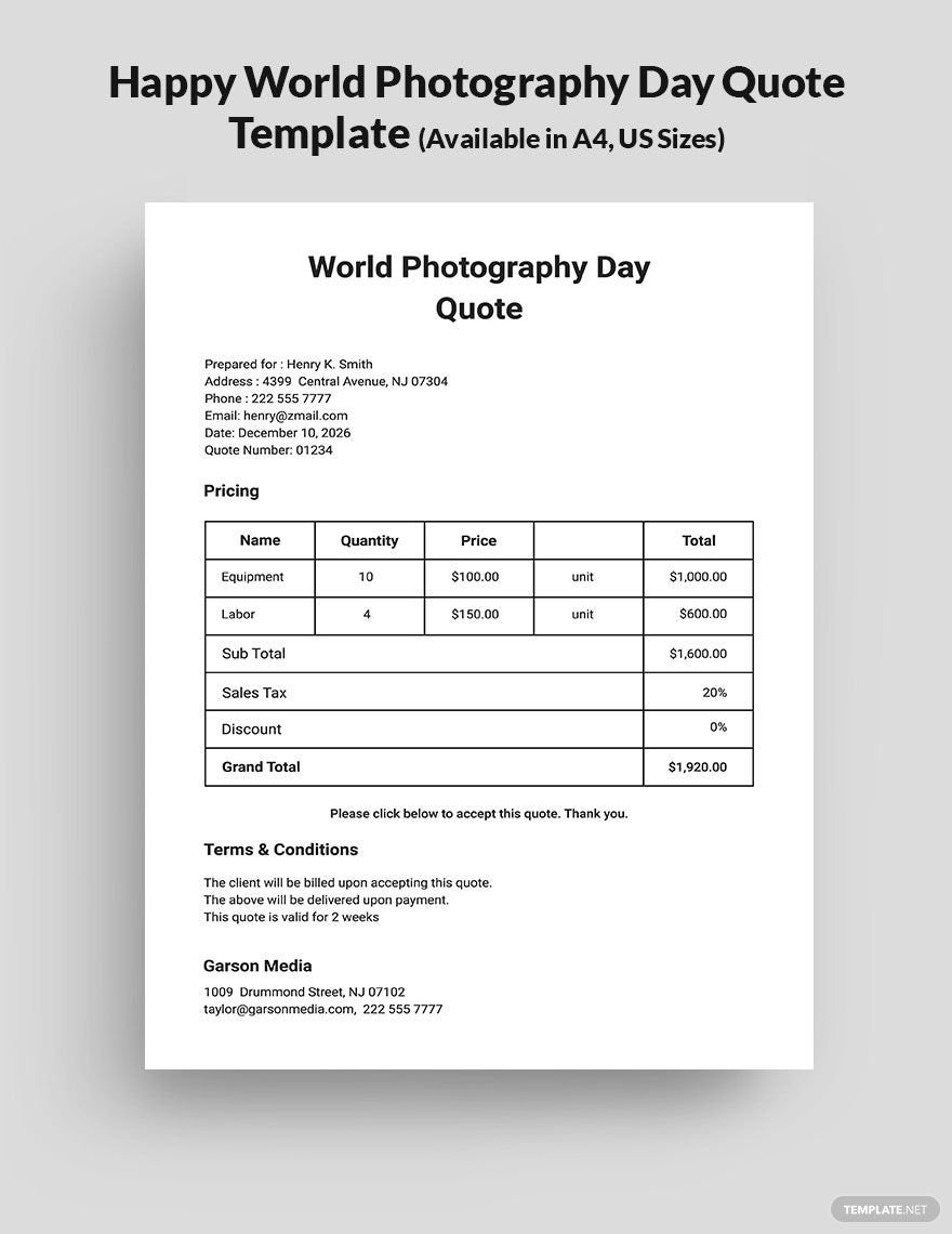 Free Happy World Photography Day Quote Template