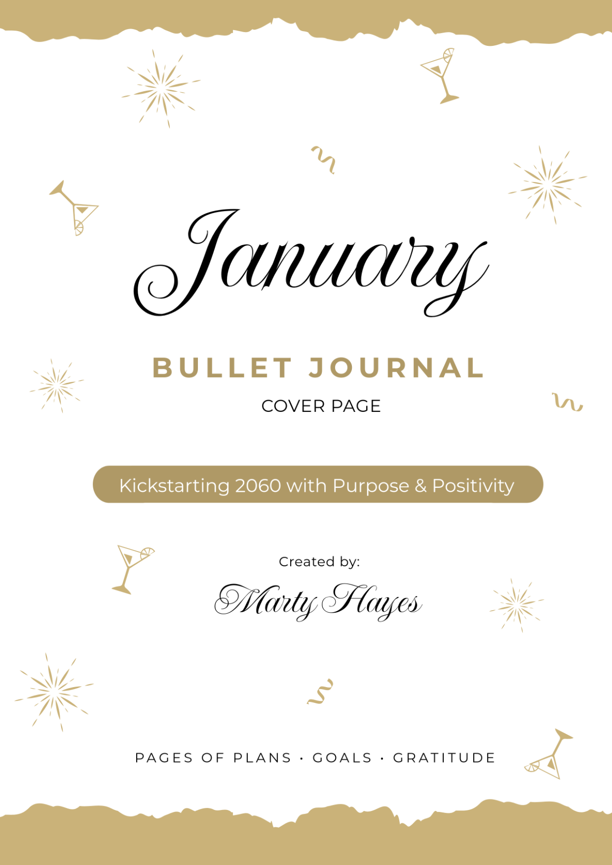 Free January Bullet Journal Cover Page Template