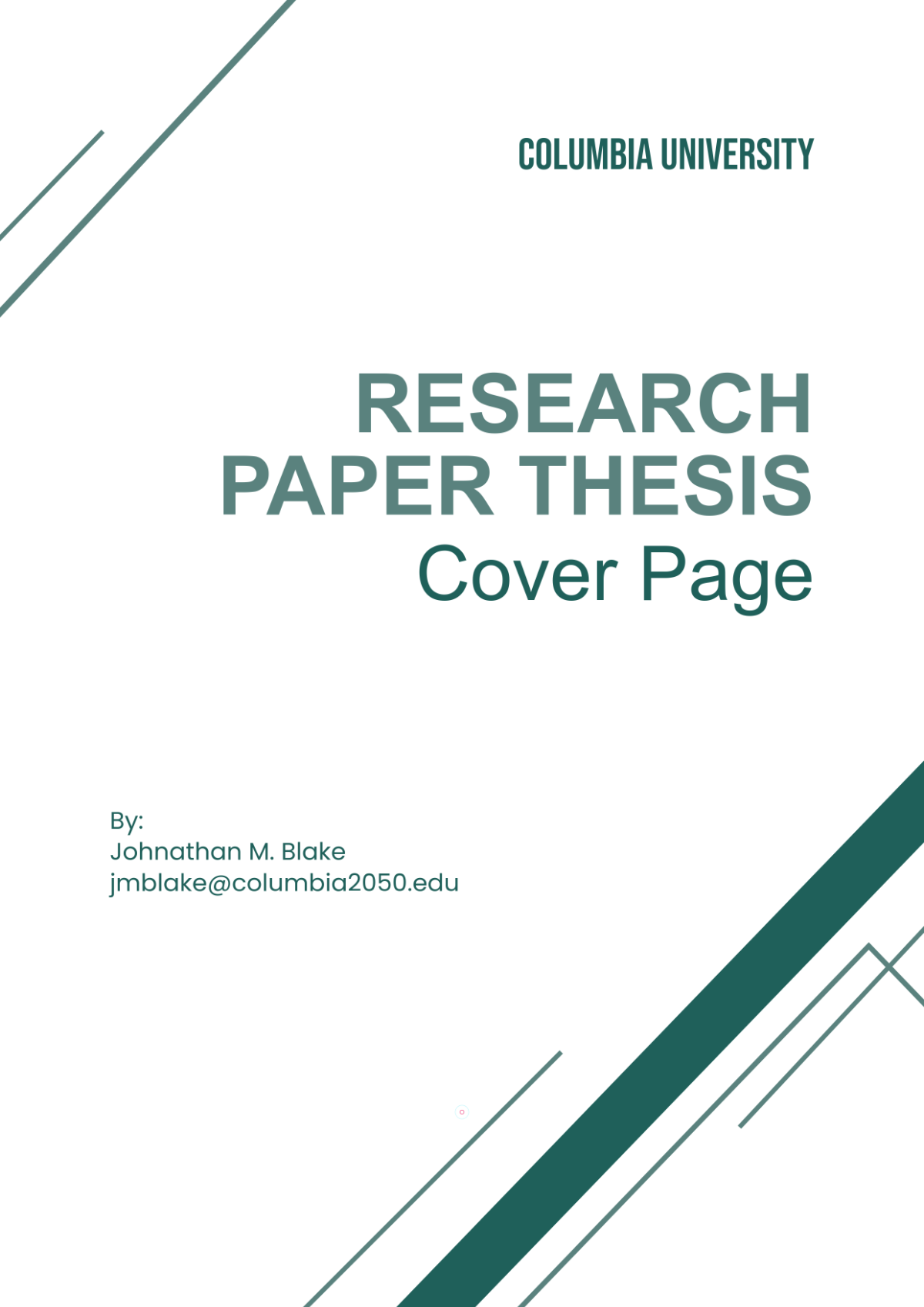 Free Research Paper Thesis Cover Page Template