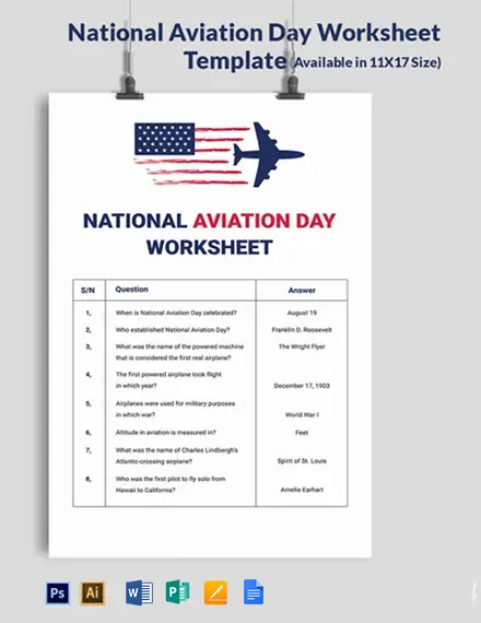 FREE National Aviation Day Factsheet Template - Word (DOC) | PSD