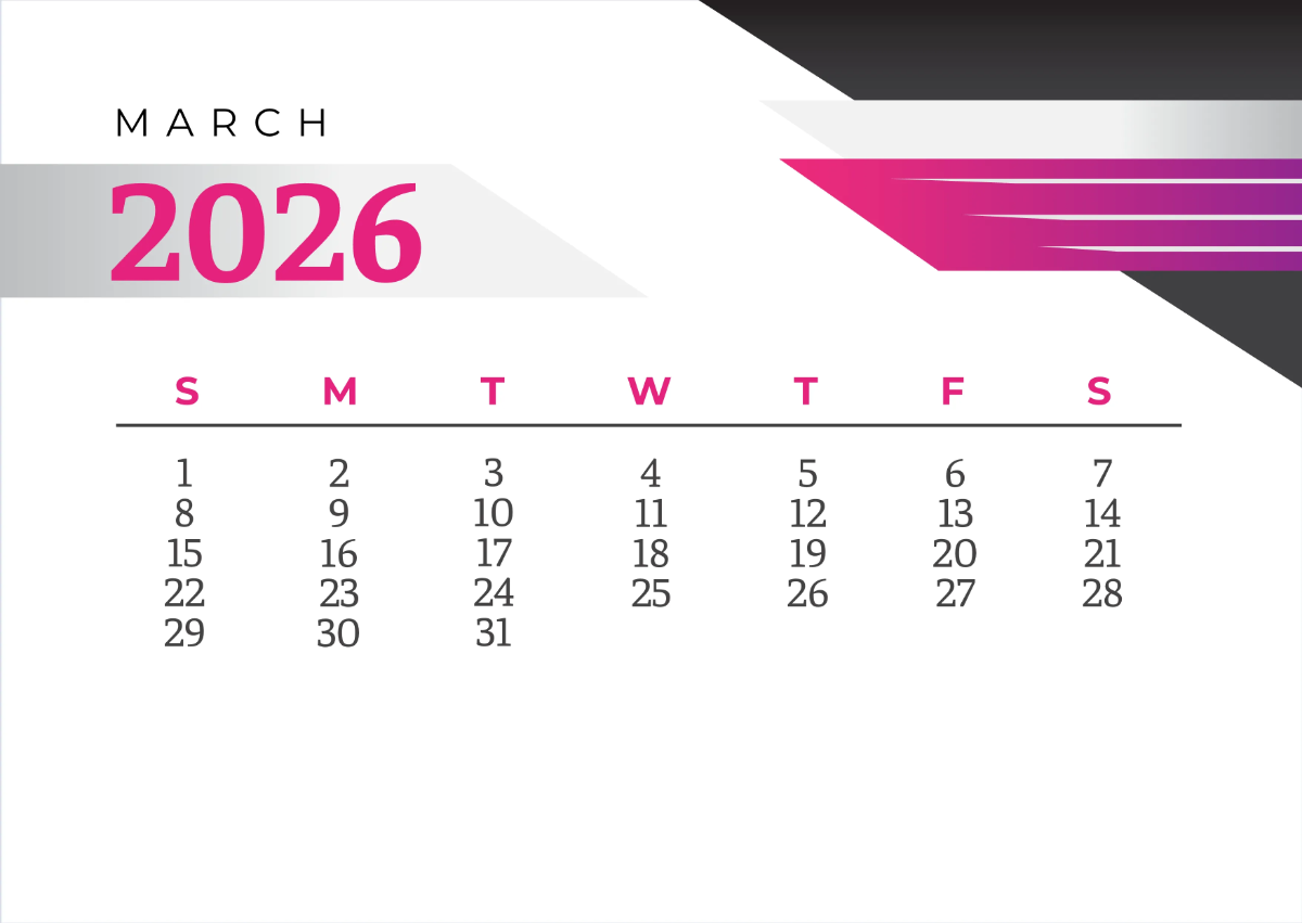 Free 2026 Calendar Template to Edit Online