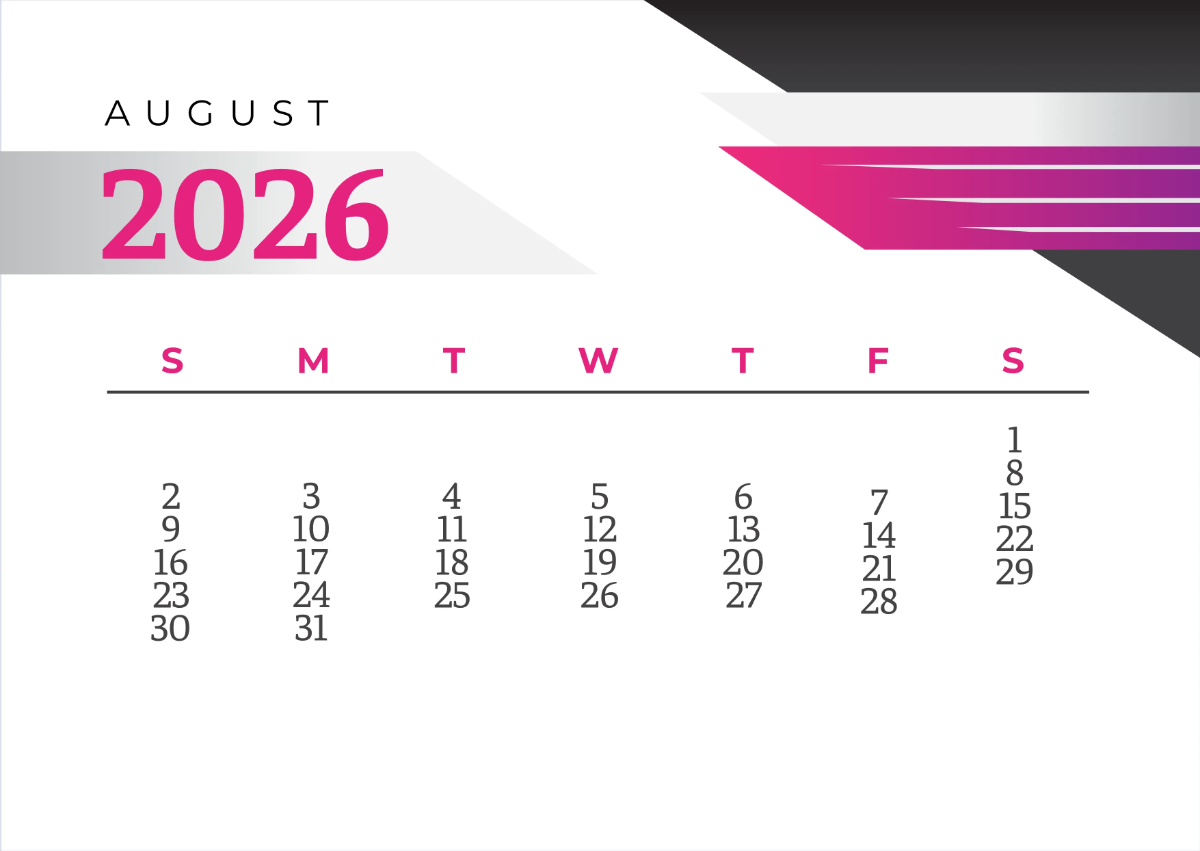Free 2026 Calendar Template to Edit Online