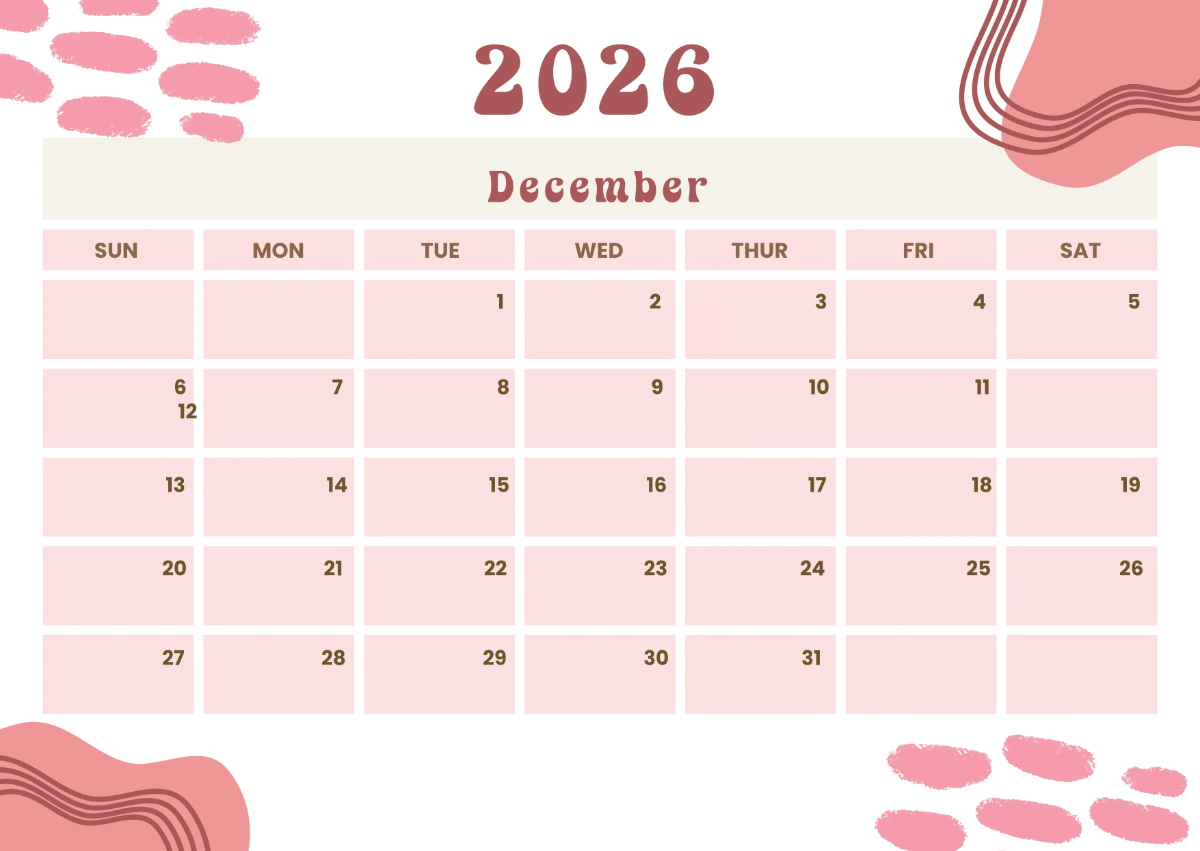 Free Pink 2026 Calendar Template to Edit Online