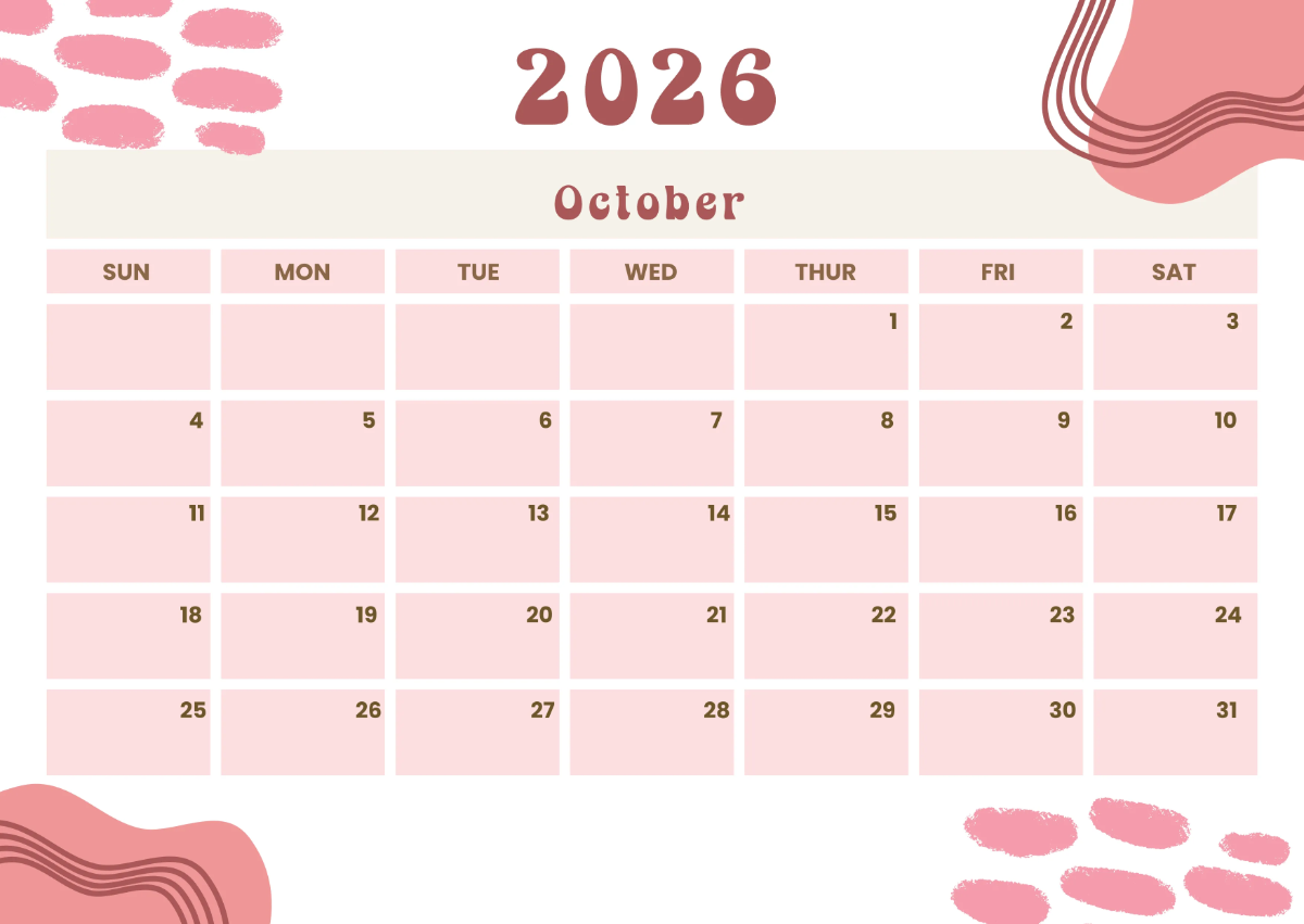 Free Pink 2026 Calendar Template to Edit Online