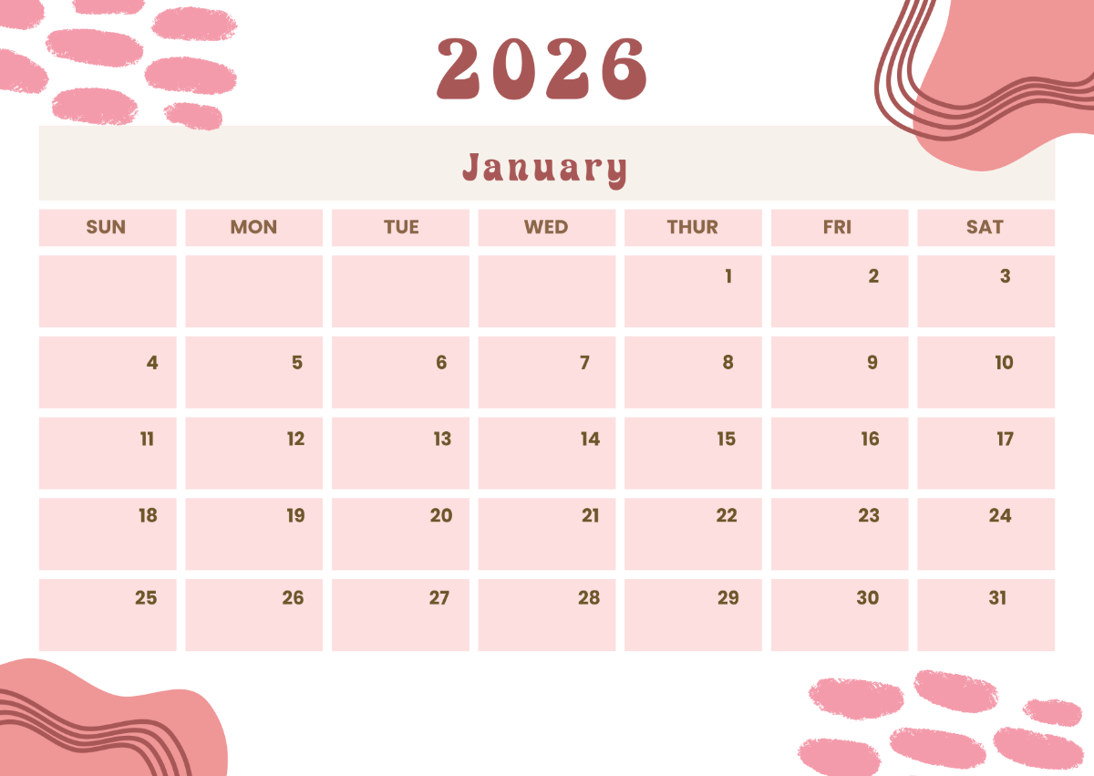 Free Pink 2026 Calendar Template to Edit Online