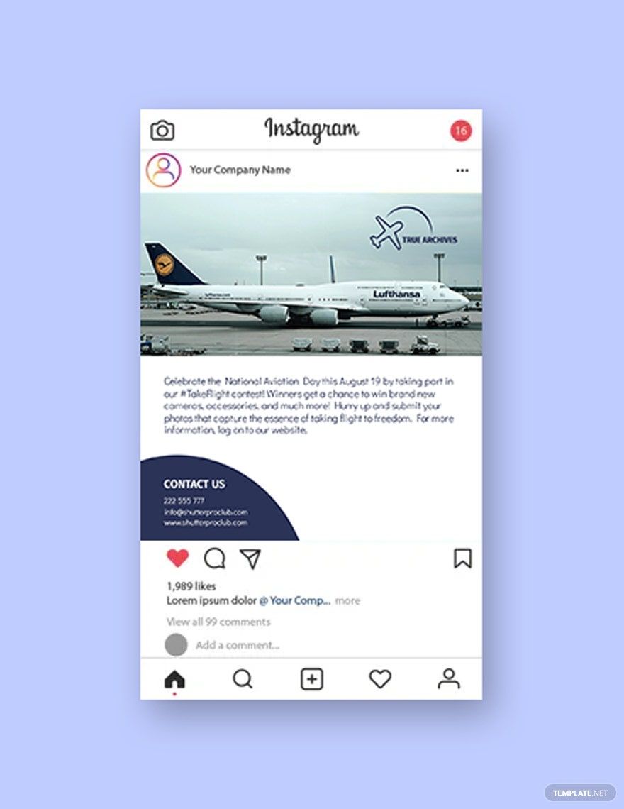 National Aviation Day Social Media Post Template