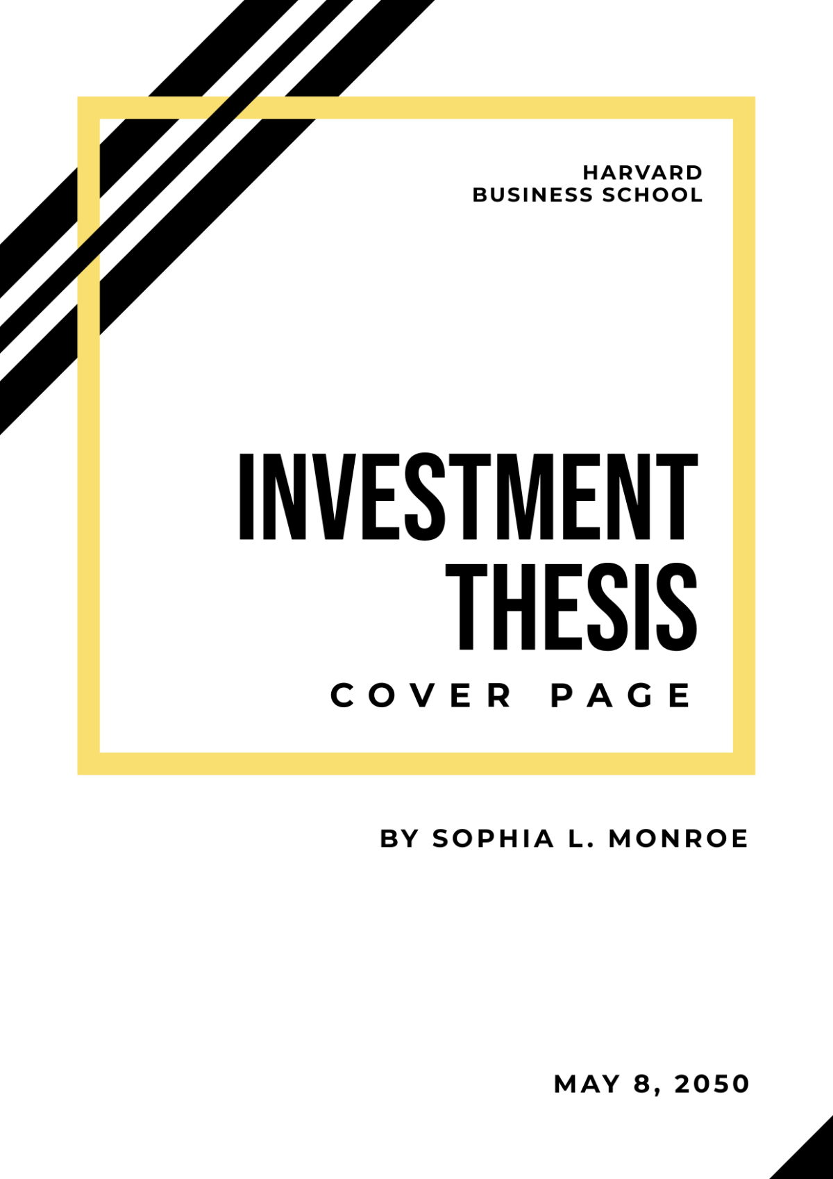 Free Investment Thesis Cover Page Template