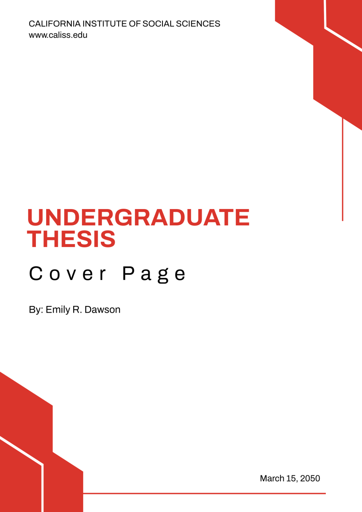 Free Undergraduate Thesis Cover Page Template