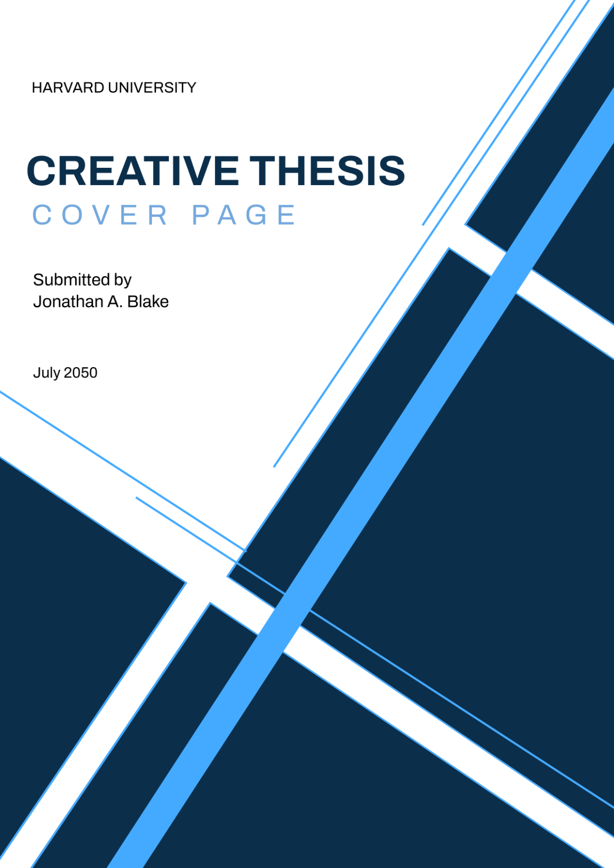 Free Creative Thesis Cover Page with Header Line Template
