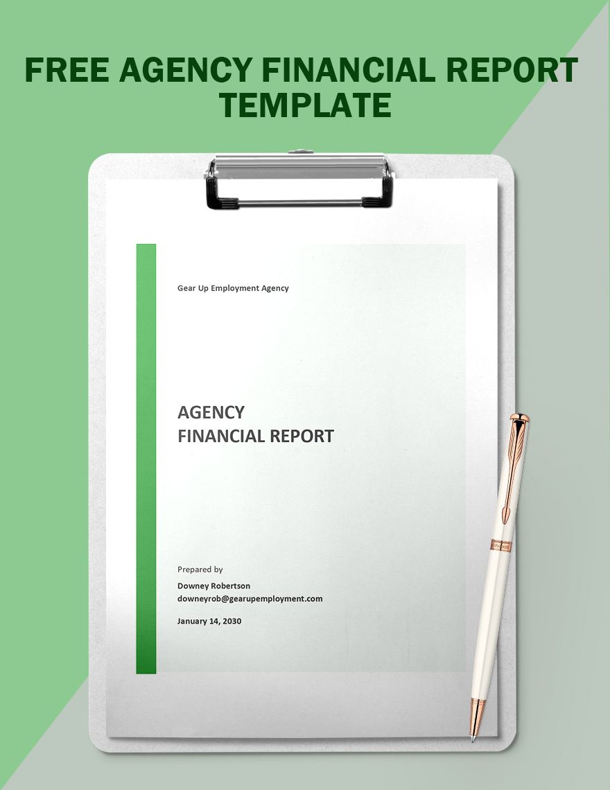 Free Agency Financial Report Template Google Docs Word Apple Pages 