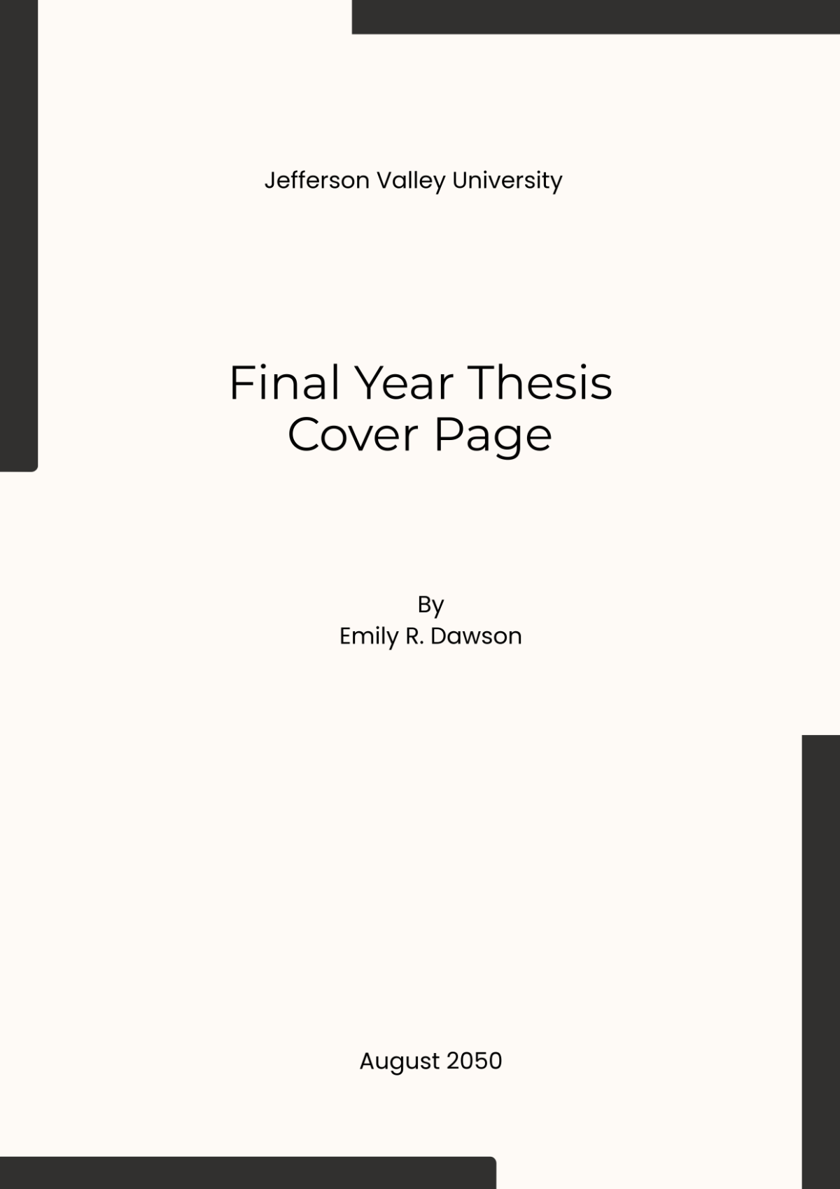Free Final Year Thesis Cover Page Template to Edit Online