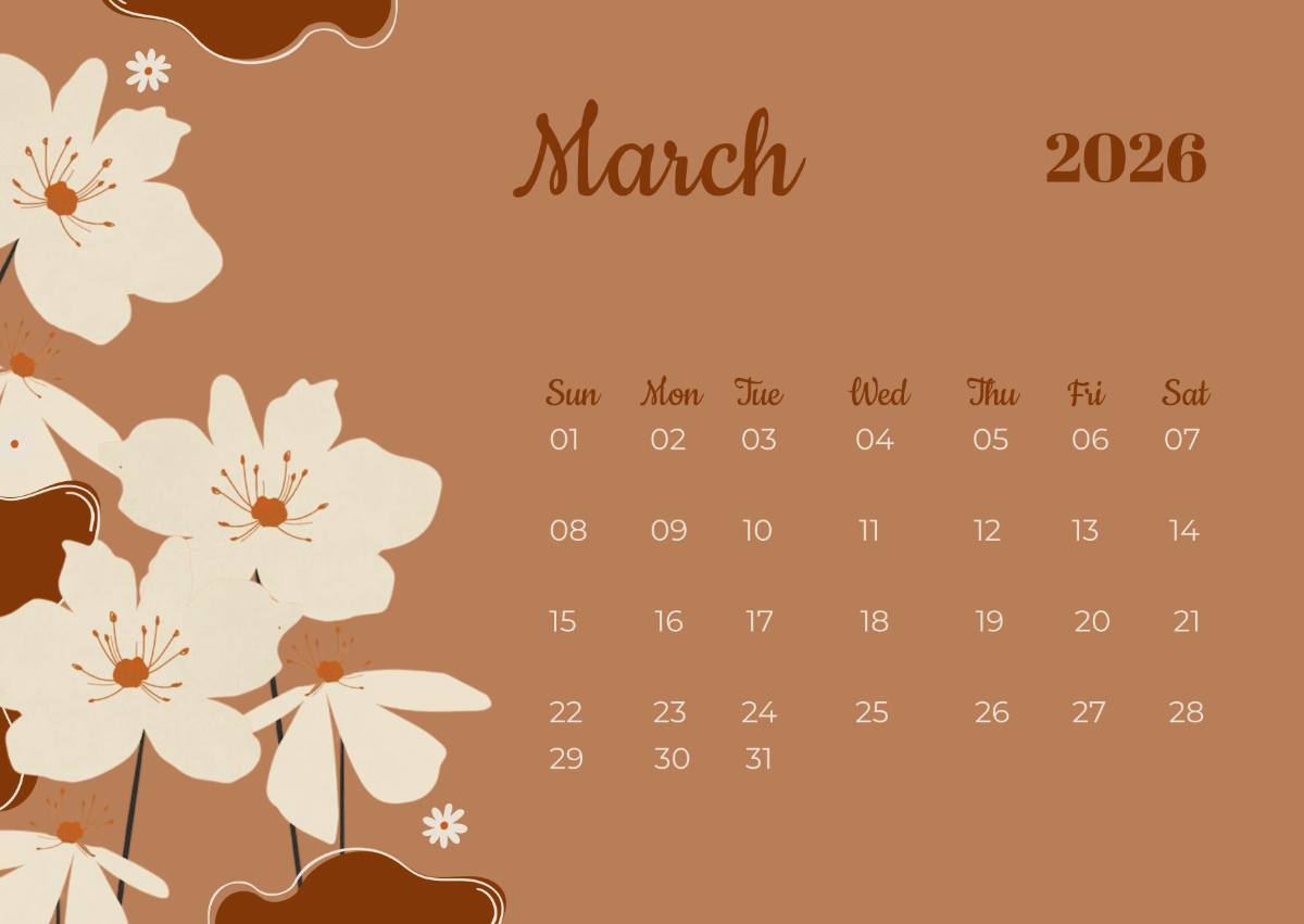 Free Aesthetic 2026 Designer Calendar Template to Edit Online