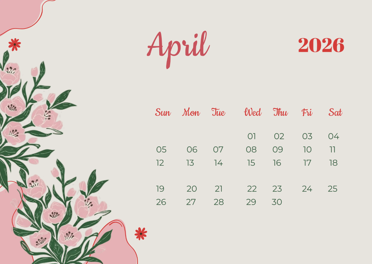 Free Aesthetic 2026 Designer Calendar Template to Edit Online