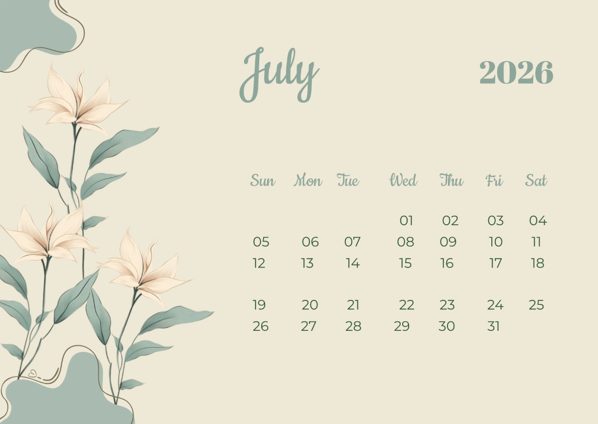 Free Aesthetic 2026 Designer Calendar Template to Edit Online