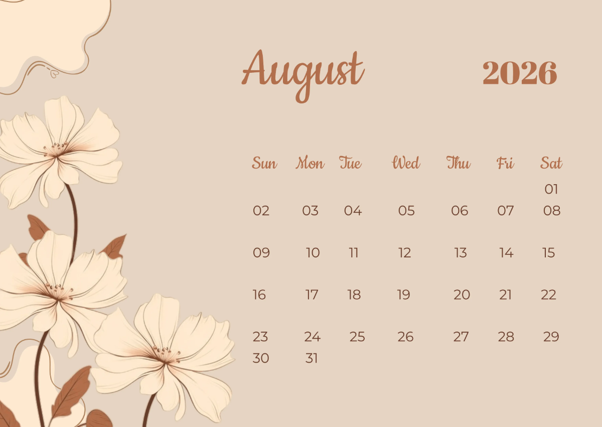 Free Aesthetic 2026 Designer Calendar Template to Edit Online