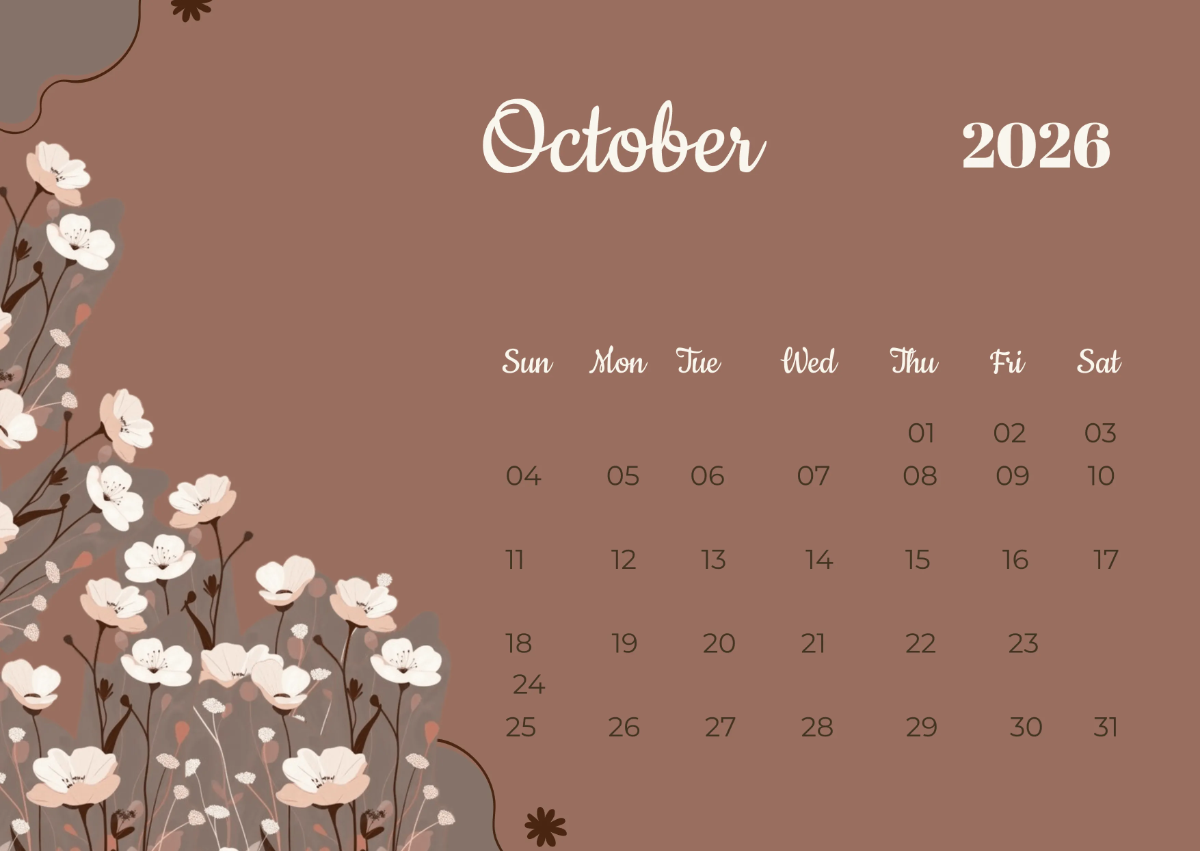 Free Aesthetic 2026 Designer Calendar Template to Edit Online