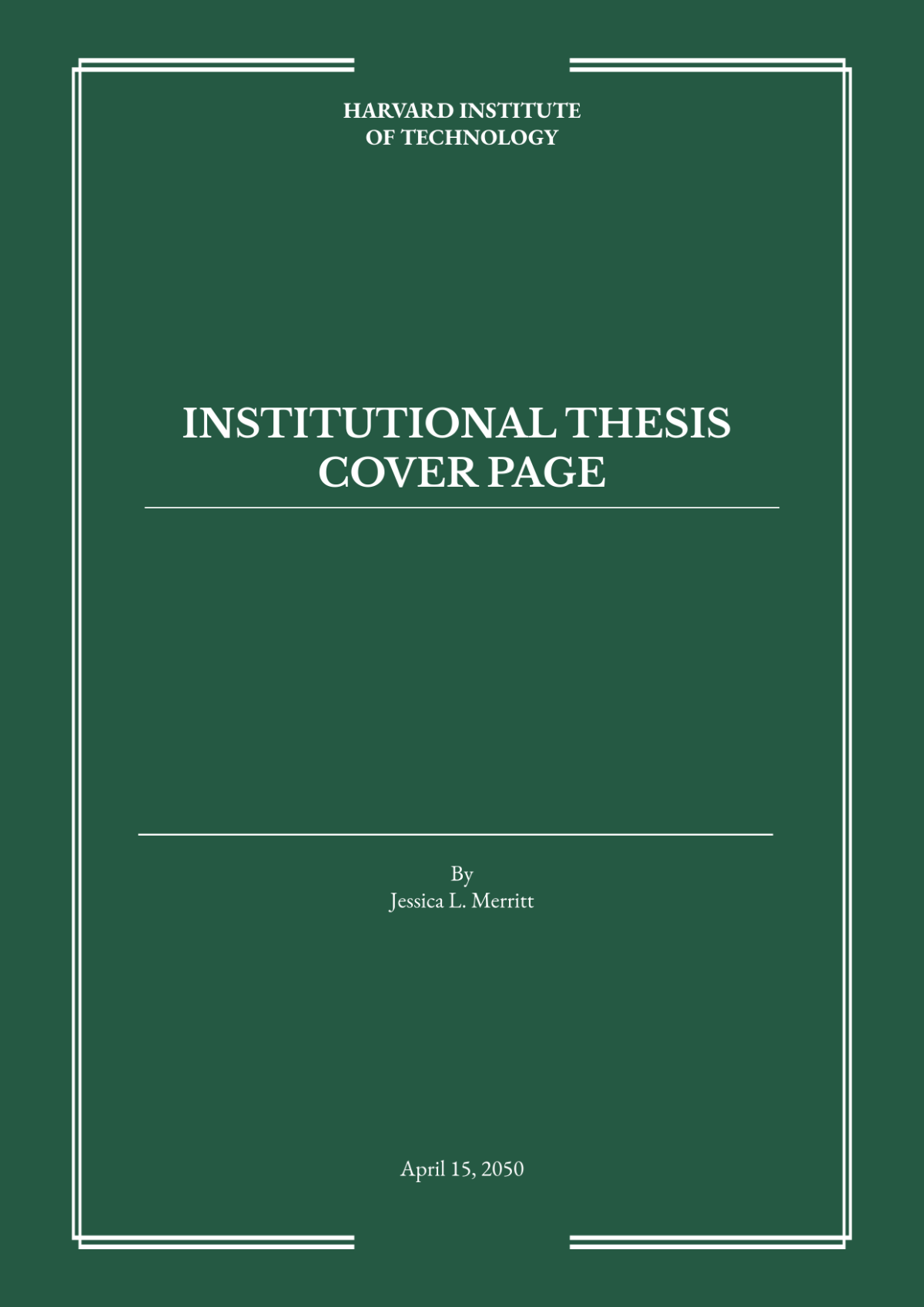 Free Institutional Thesis Cover Page Template