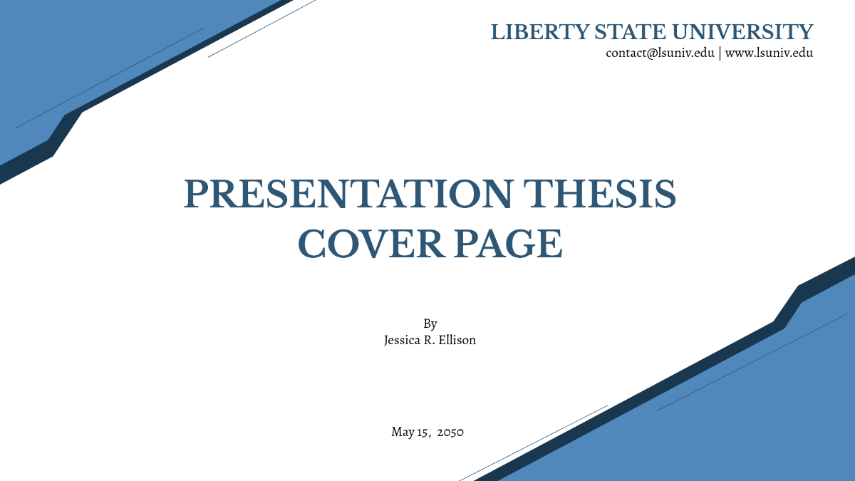 Free Presentation Thesis Cover Page Template