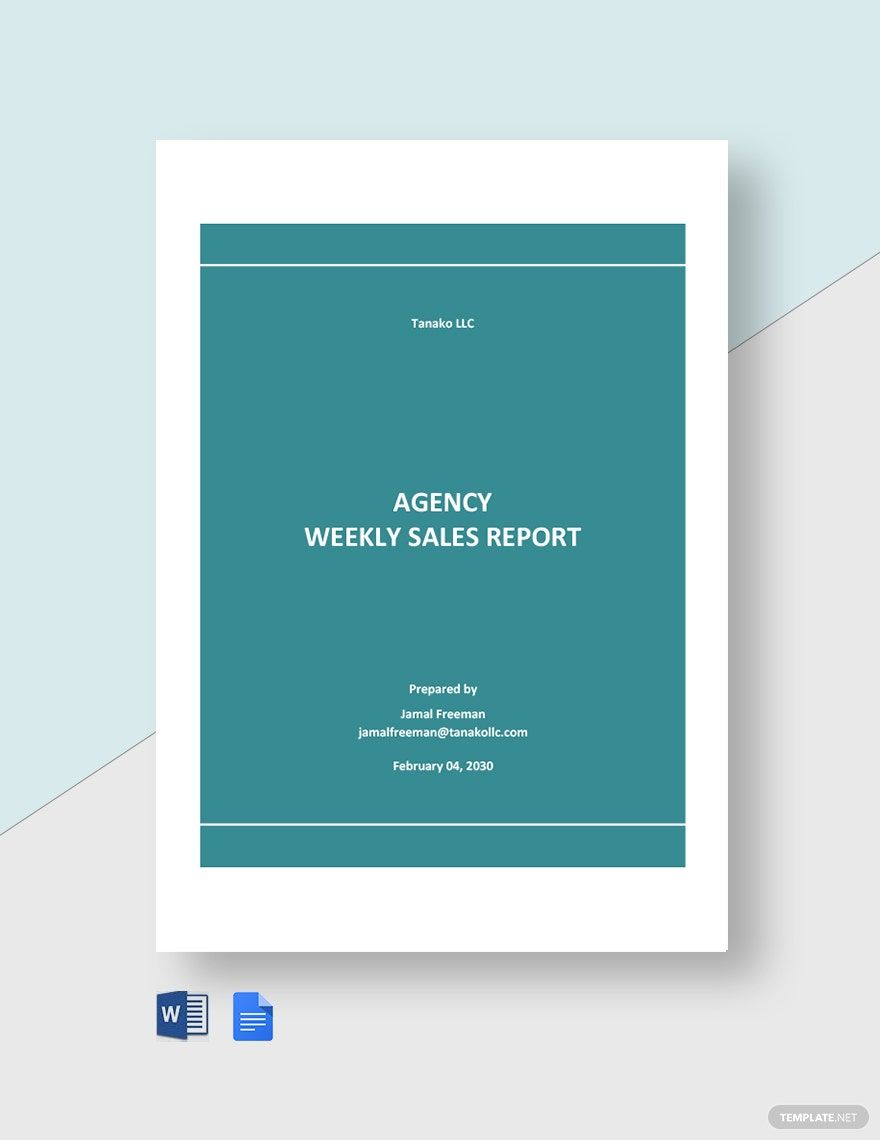 Free Agency Weekly Sales Report Template
