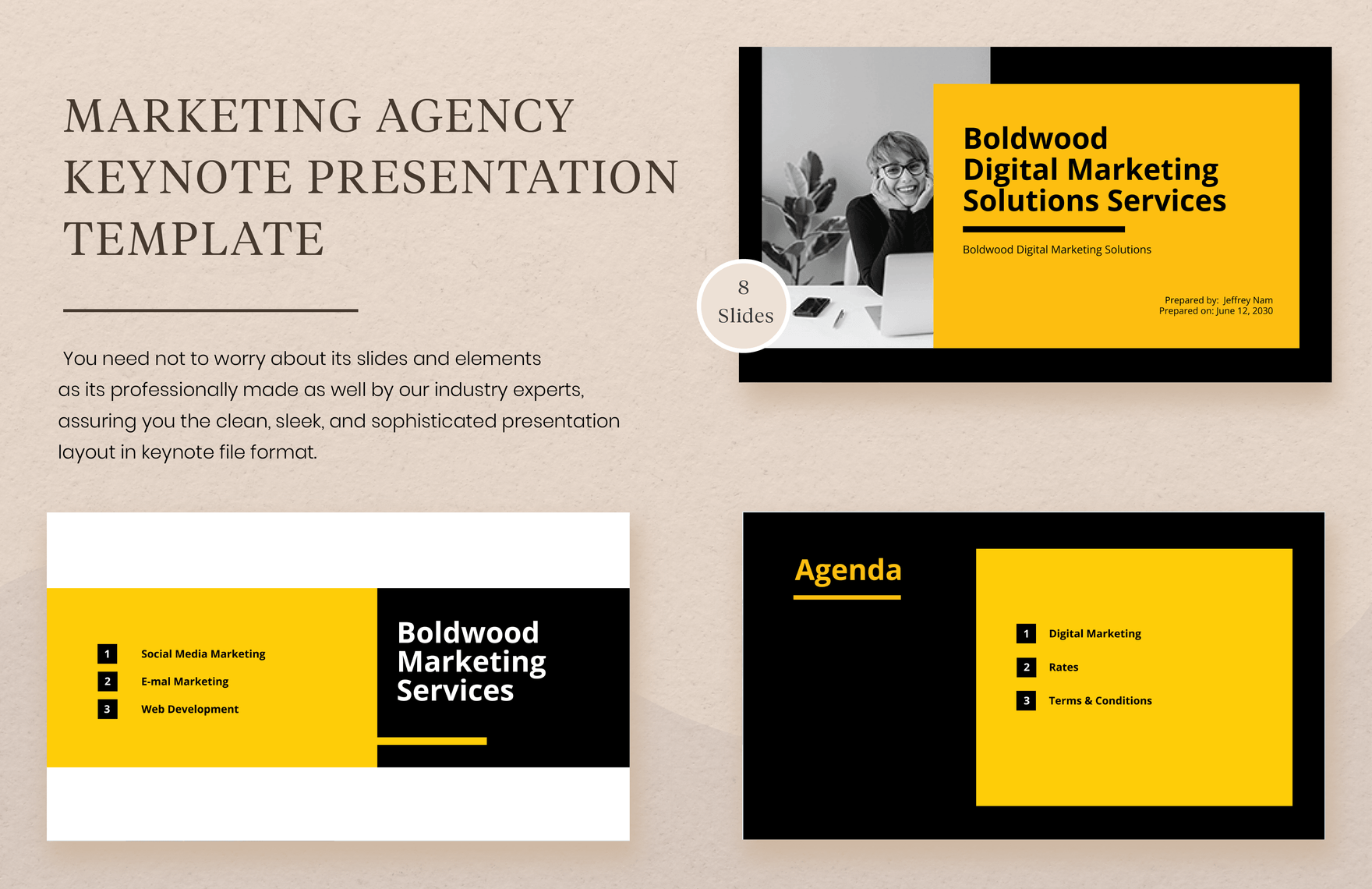 Marketing Agency Keynote Presentation Template in PowerPoint, Google Slides