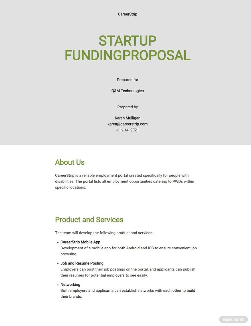 Free Editable Startup Funding Proposal Template