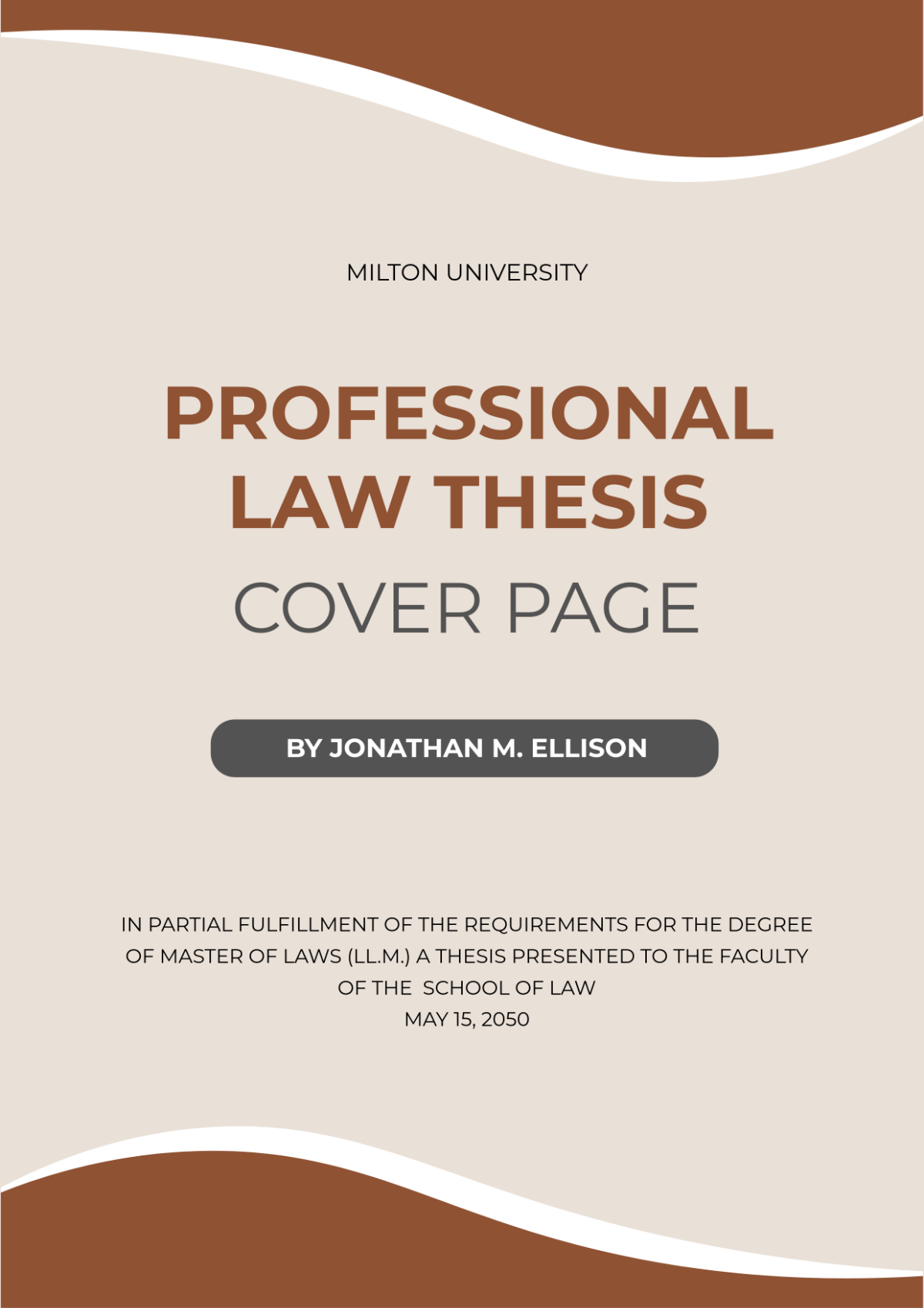Free Professional Law Thesis Cover Page Template
