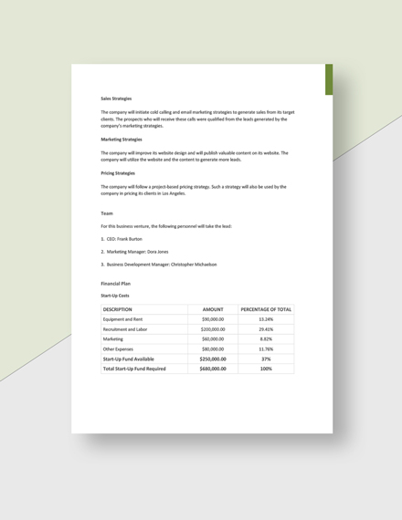 Sample talent agency business plan image