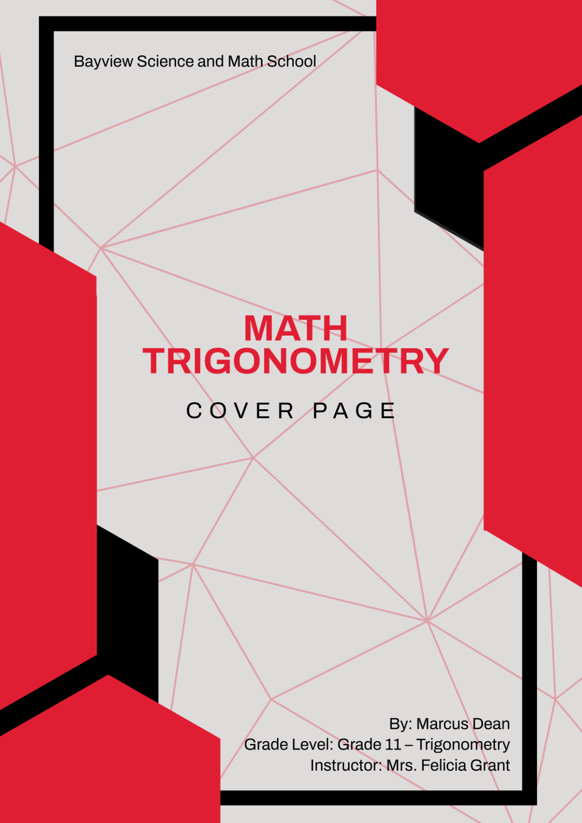 Free Math Trigonometry Cover Page Template