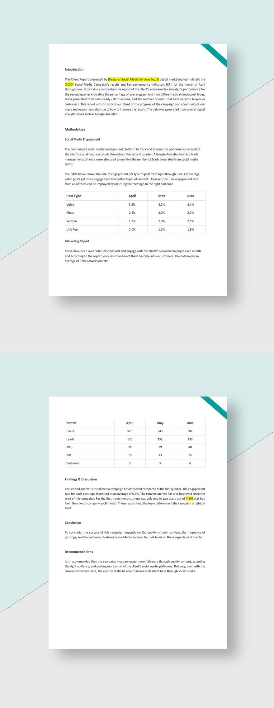 Agency Client Report Template