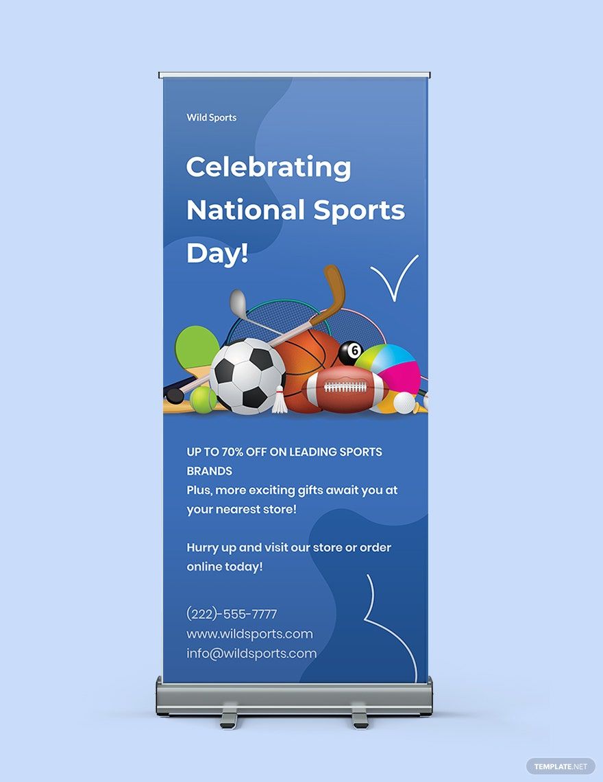 Sports Day Roll Up Banner Template in Illustrator, PSD, Apple Pages