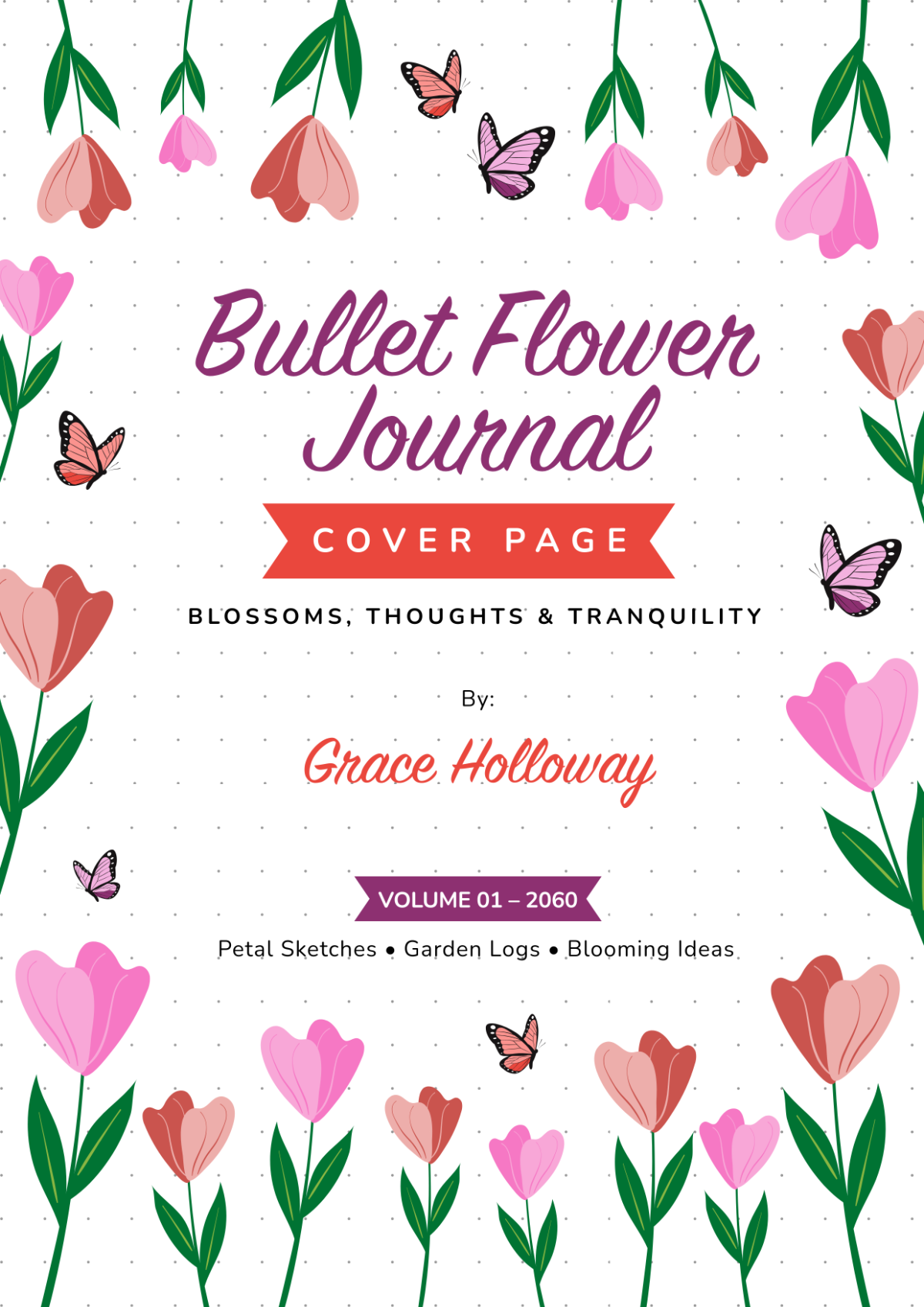 Free Bullet Flower Journal Cover Page Template