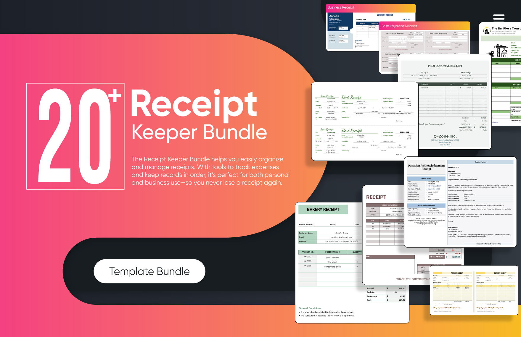 20+ Receipt Keeper Template Bundle in Excel, Google Sheets to Download