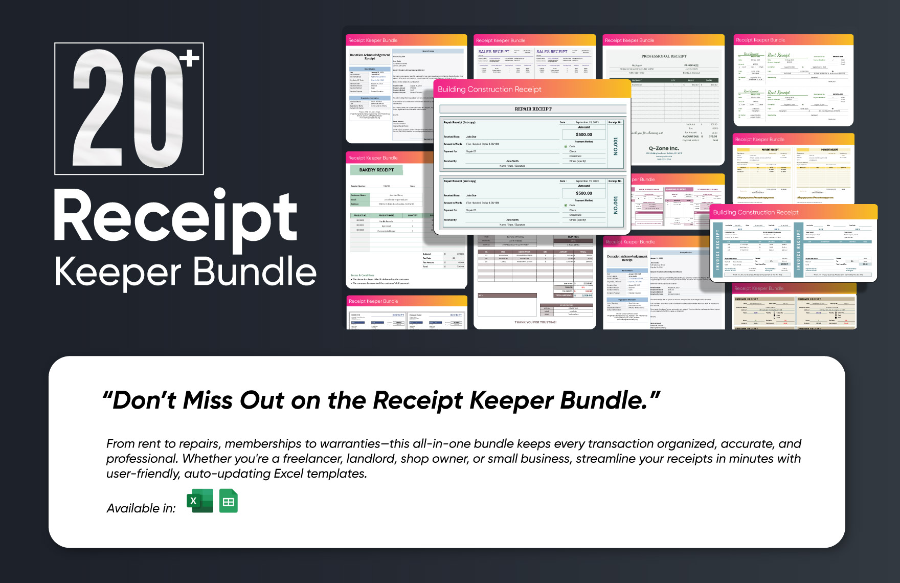 20+ Receipt Keeper Template Bundle