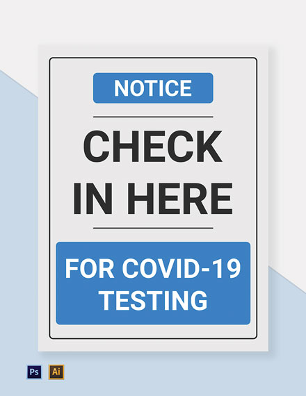 Check in Here for COVID Testing Sign Template