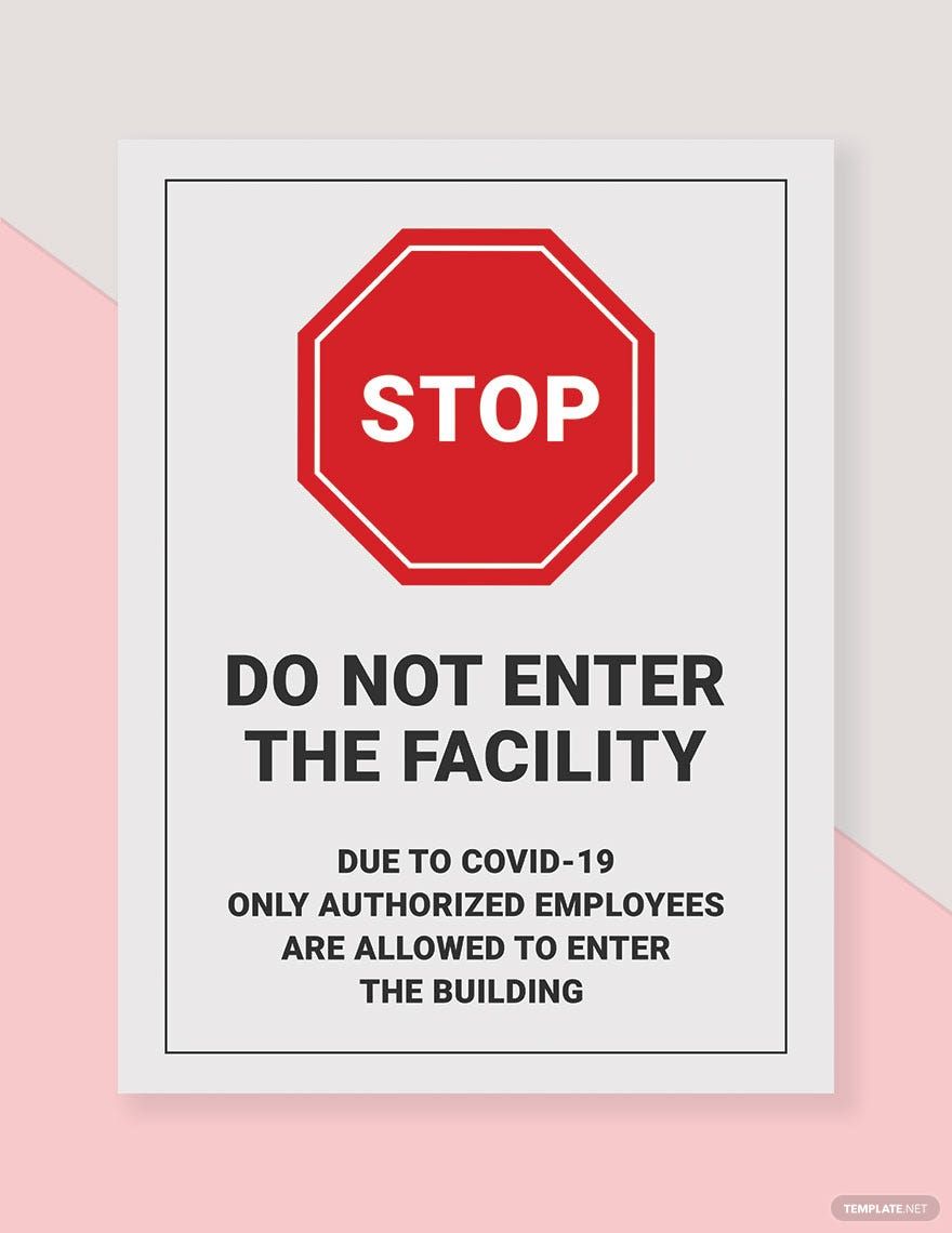 Free Do Not Enter The Facility Due to COVID-19 Sign Template